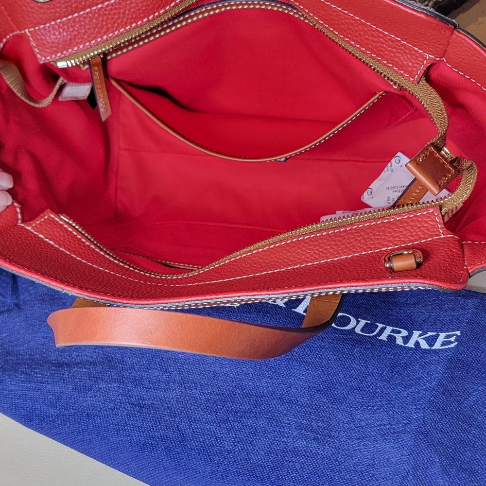 Dooney & Bourke Red Pebbled Leather Shopper Style Arm/Crossbody Bag NWT - Picture 8 of 11